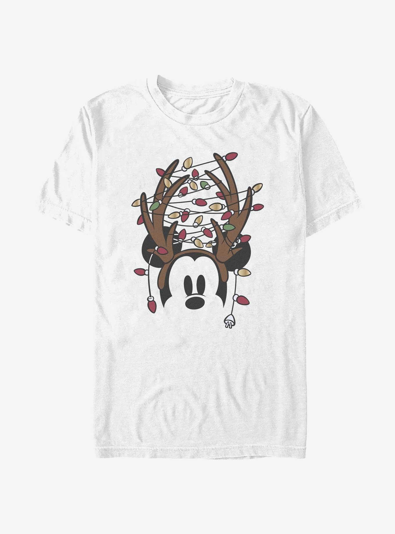 Disney Mickey Mouse Christmas Light Antlers T-Shirt, WHITE, hi-res