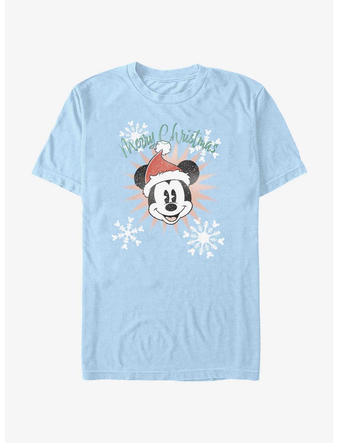 Disney Mickey Mouse Snowflakes Santa Mickey T-Shirt, LT BLUE, hi-res