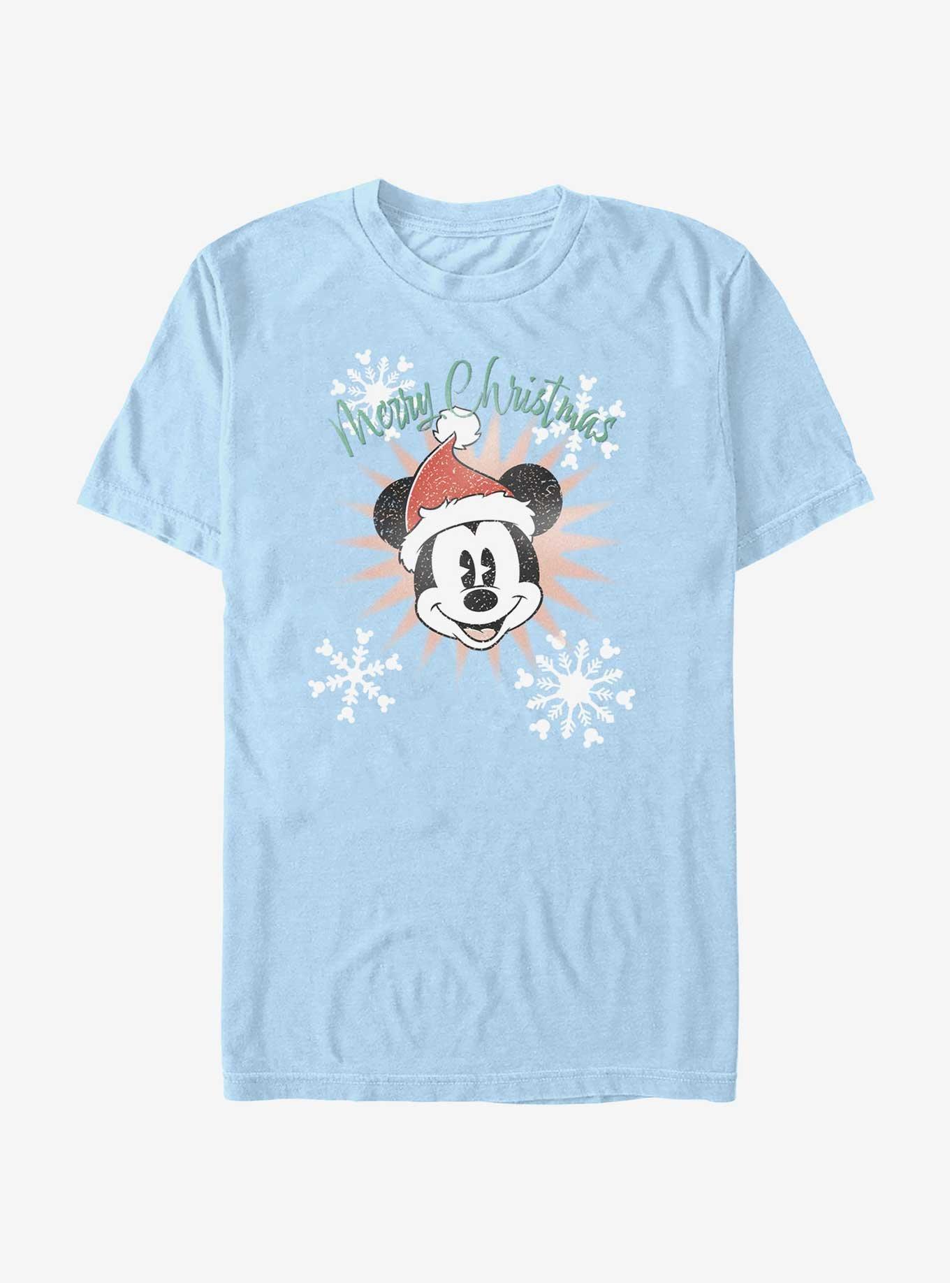 Disney Mickey Mouse Snowflakes Santa Mickey T-Shirt, LT BLUE, hi-res