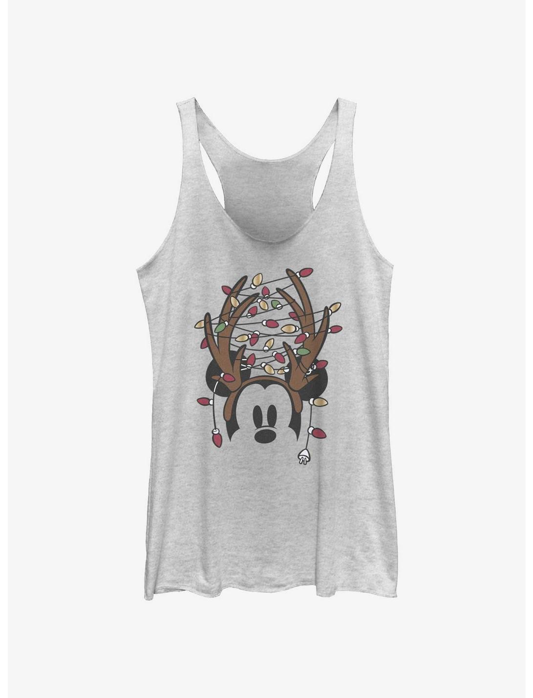Disney Mickey Mouse Christmas Light Antlers Womens Tank Top, WHITE HTR, hi-res