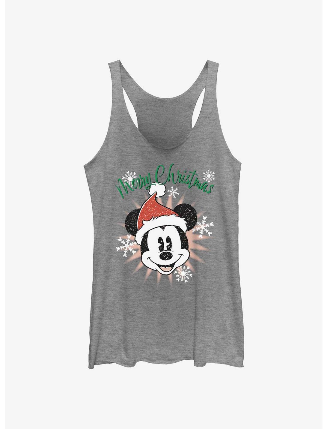 Disney Mickey Mouse Snowflakes Santa Mickey Womens Tank Top, GRAY HTR, hi-res