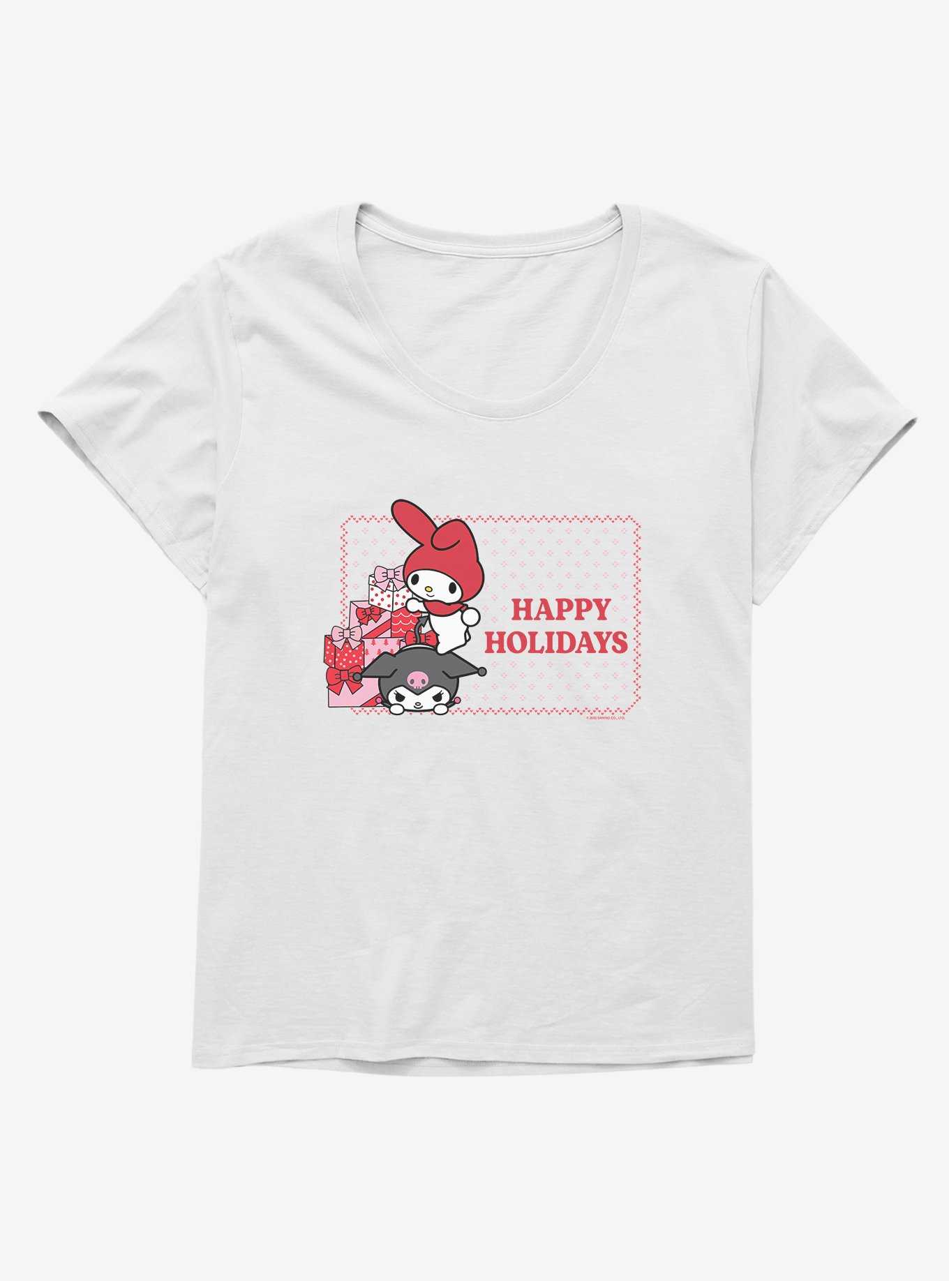 My Melody & Kuromi Holiday Presents Ugly Christmas Girls T-Shirt Plus Size, , hi-res
