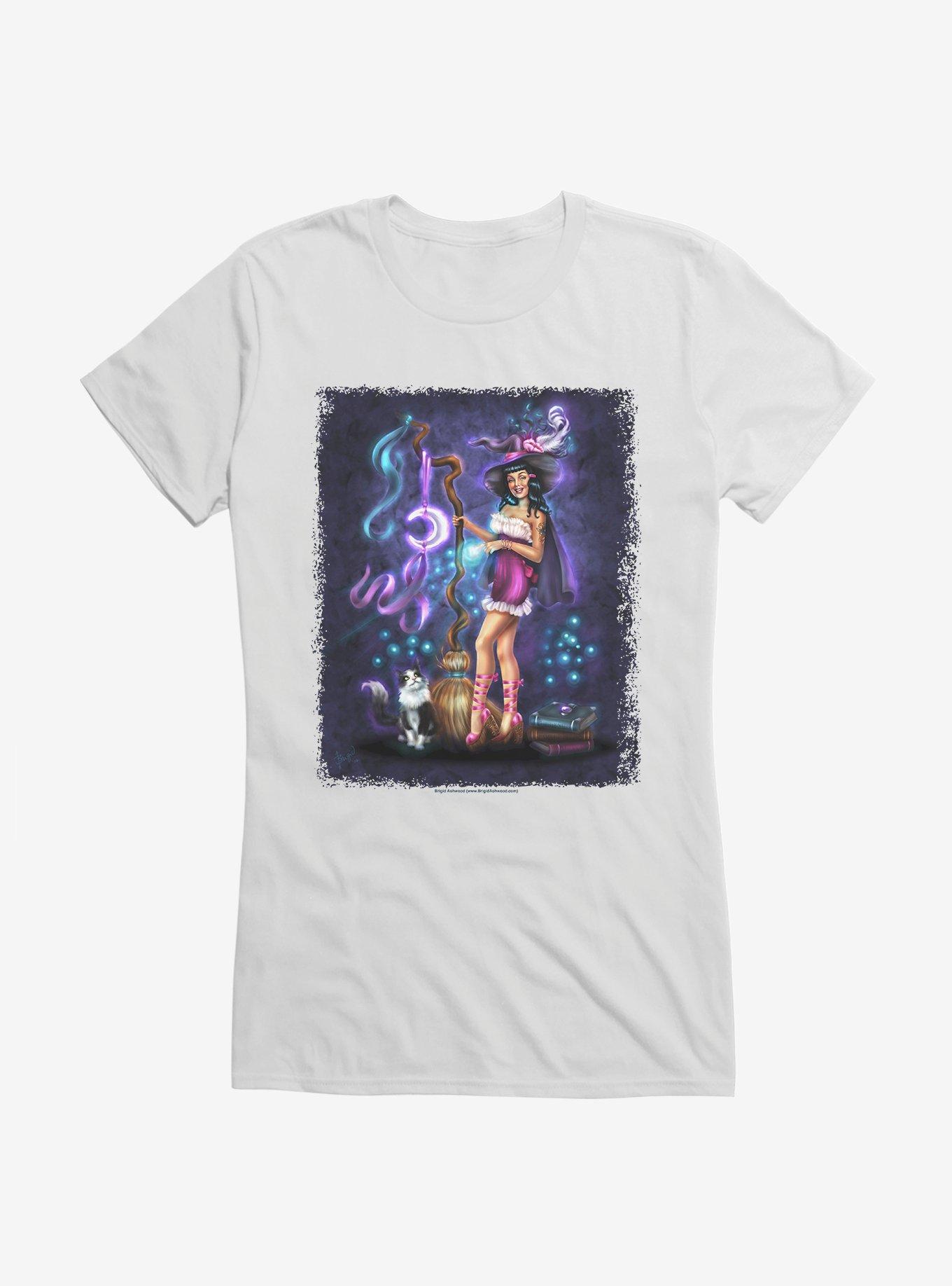 Witch Purrfect Spell Girls T-Shirt by Brigid Ashwood, , hi-res
