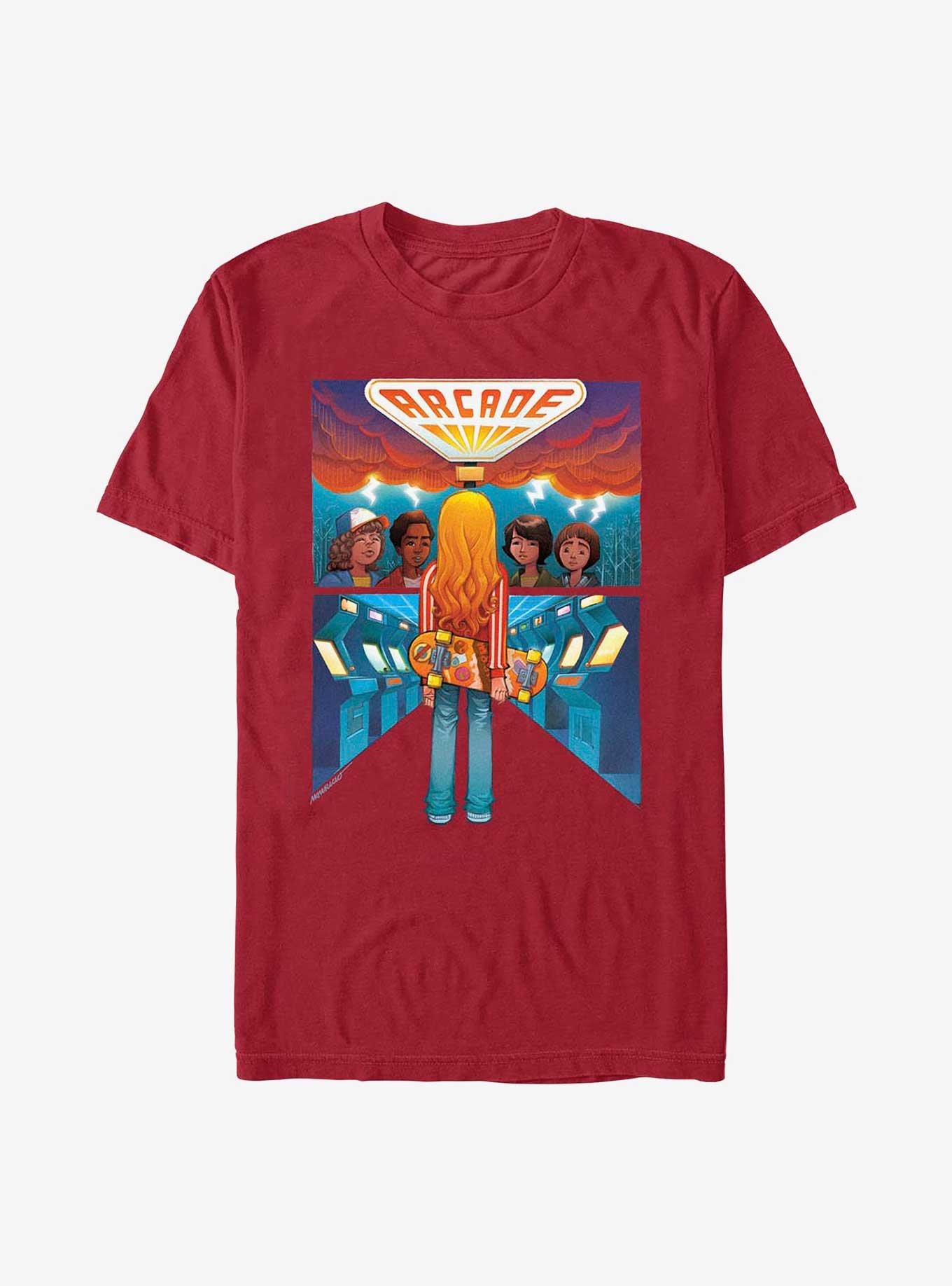 Stranger Things Arcade Poster T-Shirt, RED, hi-res