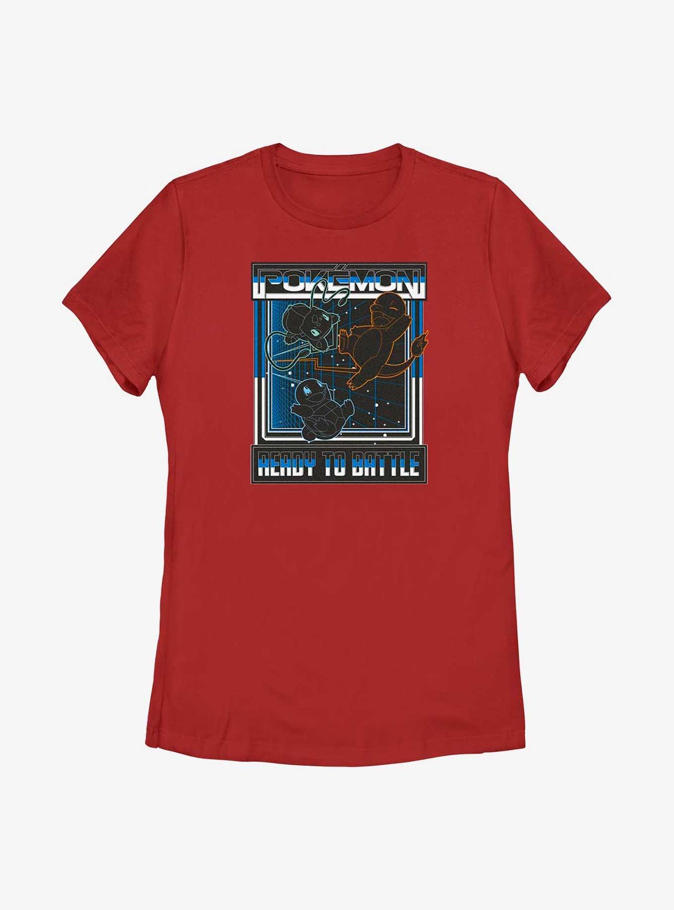 Pokemon Battle Grid Starters Womens T-Shirt, RED, hi-res