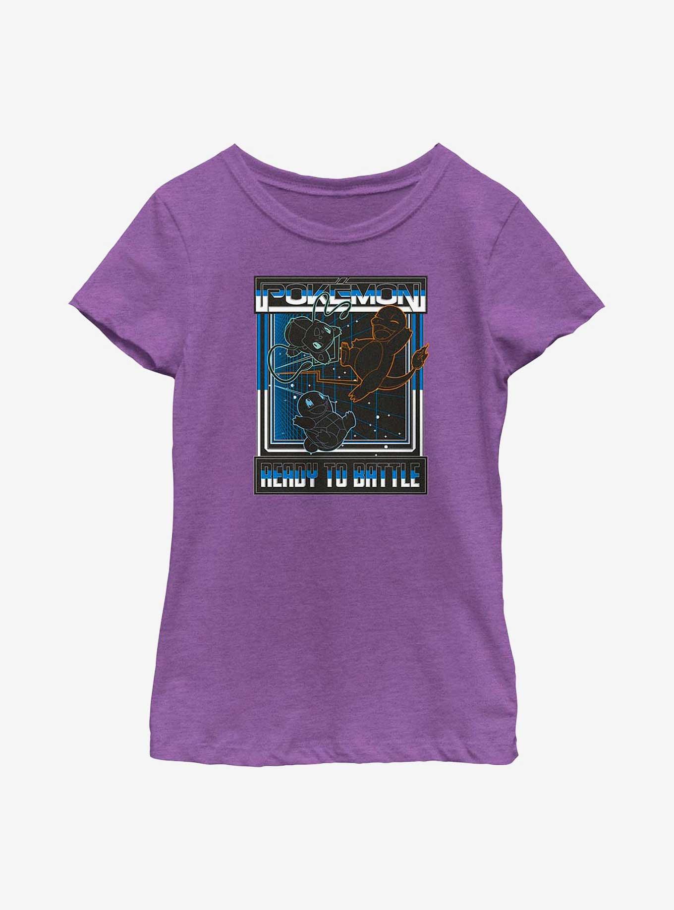 Pokemon Battle Grid Starters Youth Girls T-Shirt, PURPLE BERRY, hi-res