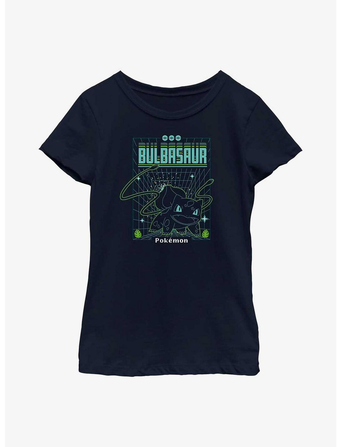 Pokemon Bulbasaur Grid Youth Girls T-Shirt, NAVY, hi-res