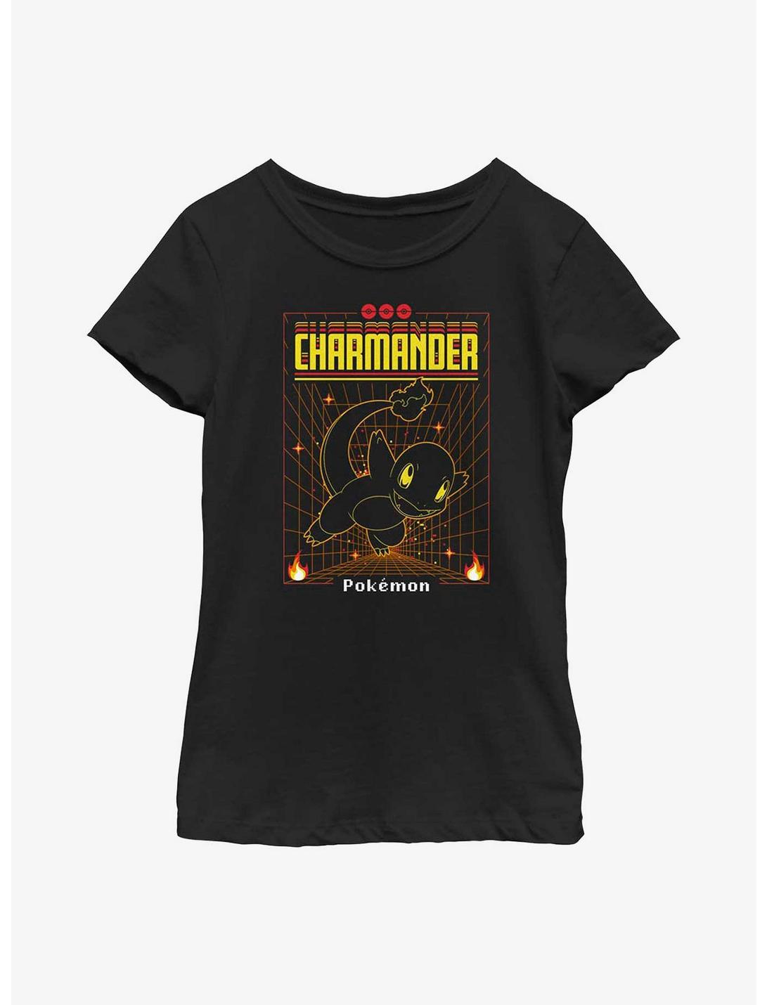 Pokemon Charmander Grid Youth Girls T-Shirt, BLACK, hi-res