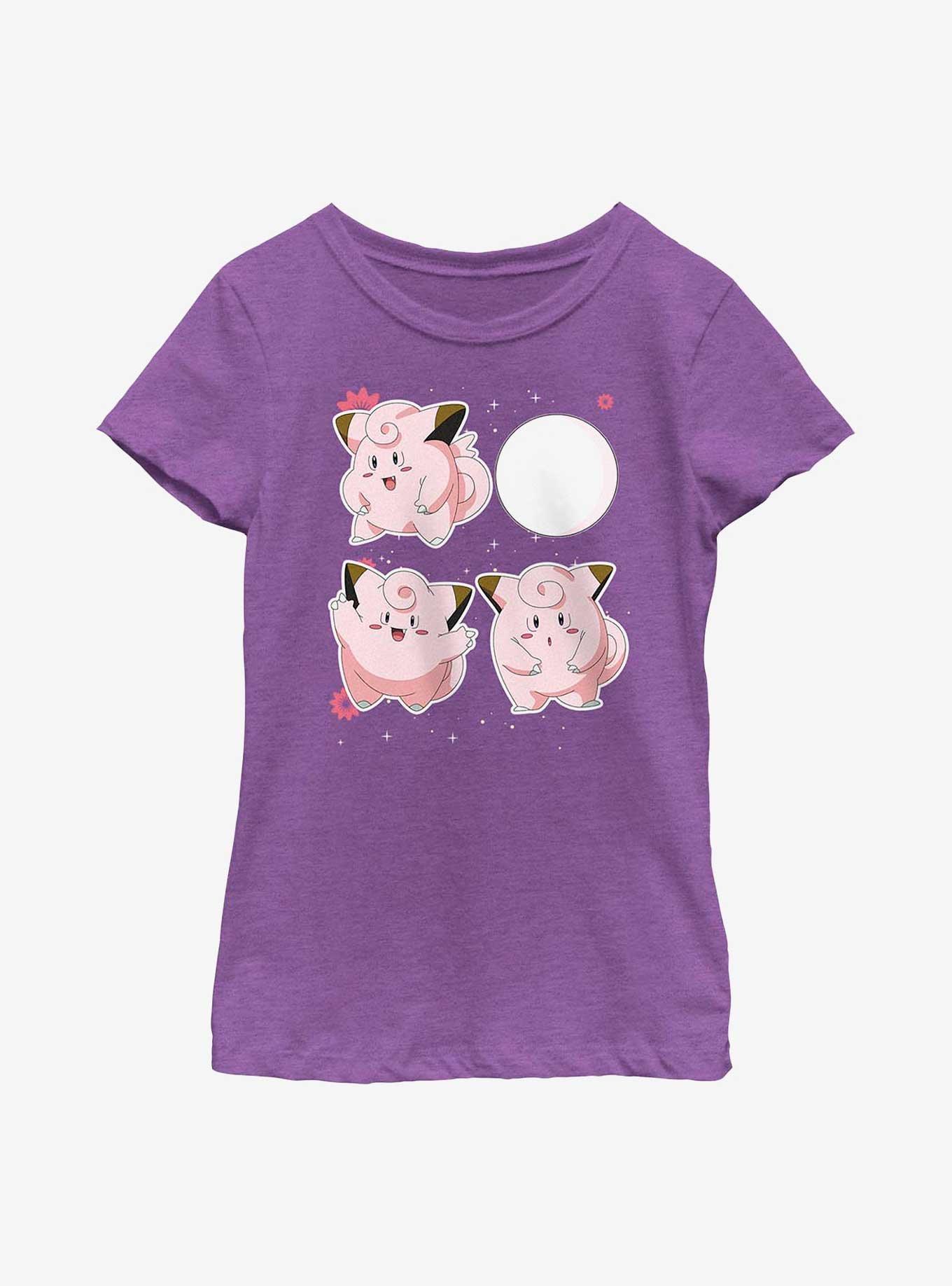 Pokemon Clefairy Emotes Youth Girls T-Shirt, PURPLE BERRY, hi-res