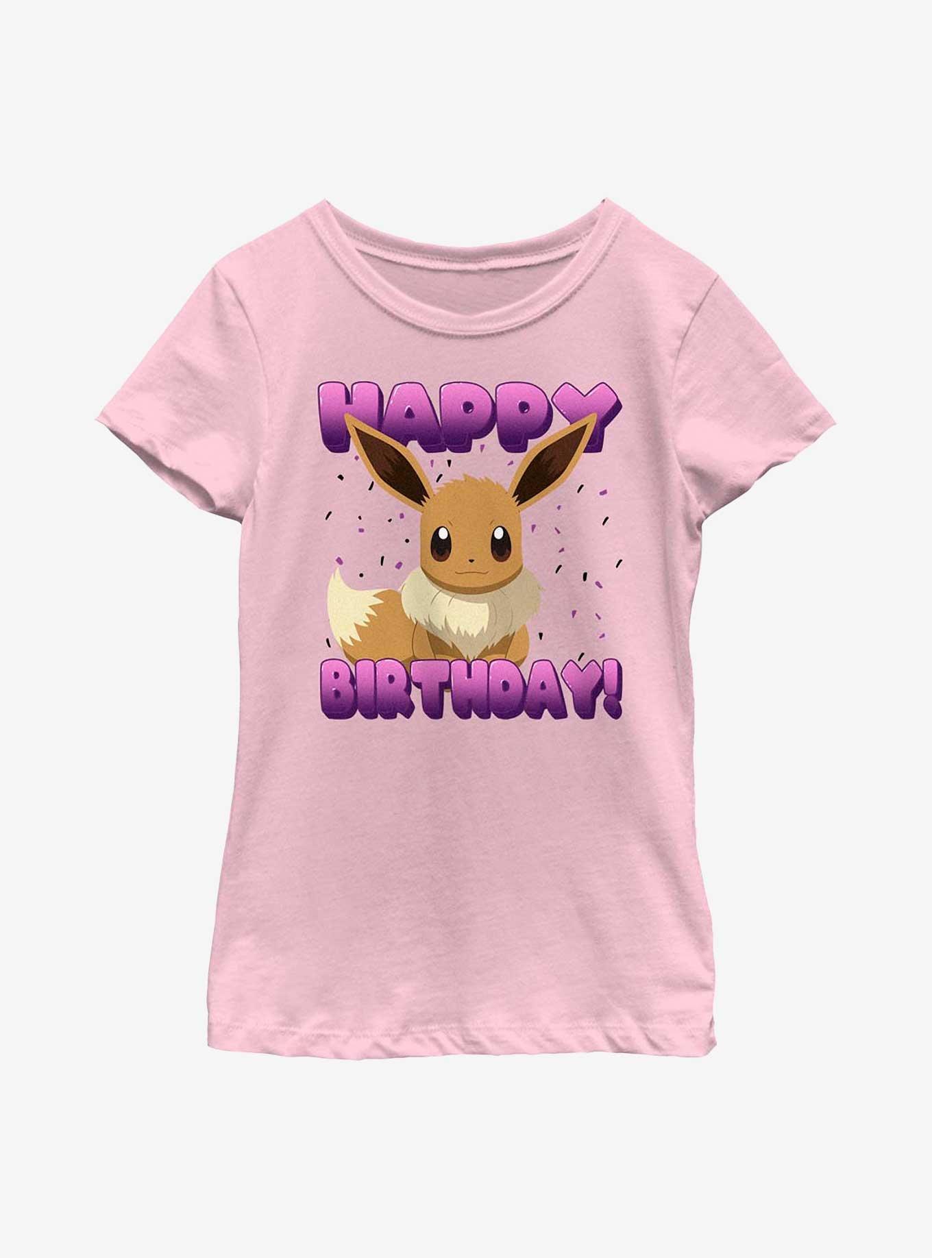 Pokemon Eevee Birthday Youth Girls T-Shirt, PINK, hi-res
