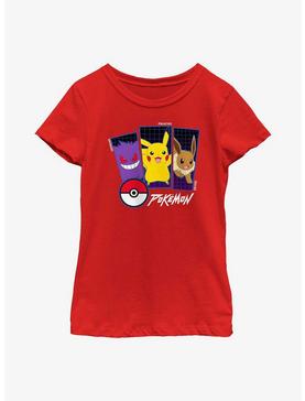 Pokemon Gengar, Pikachu, & Eevee Youth Girls T-Shirt, , hi-res