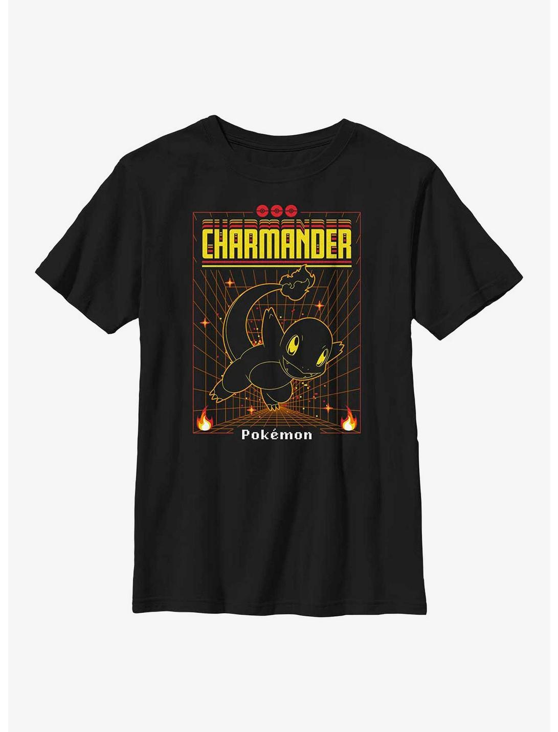 Pokemon Charmander Grid Youth T-Shirt, BLACK, hi-res