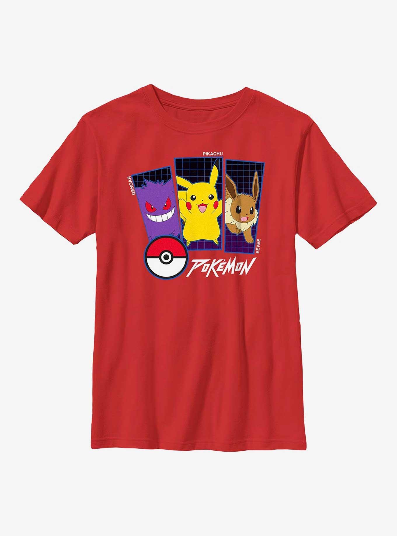 Pokemon Gengar, Pikachu, & Eevee Youth T-Shirt, , hi-res