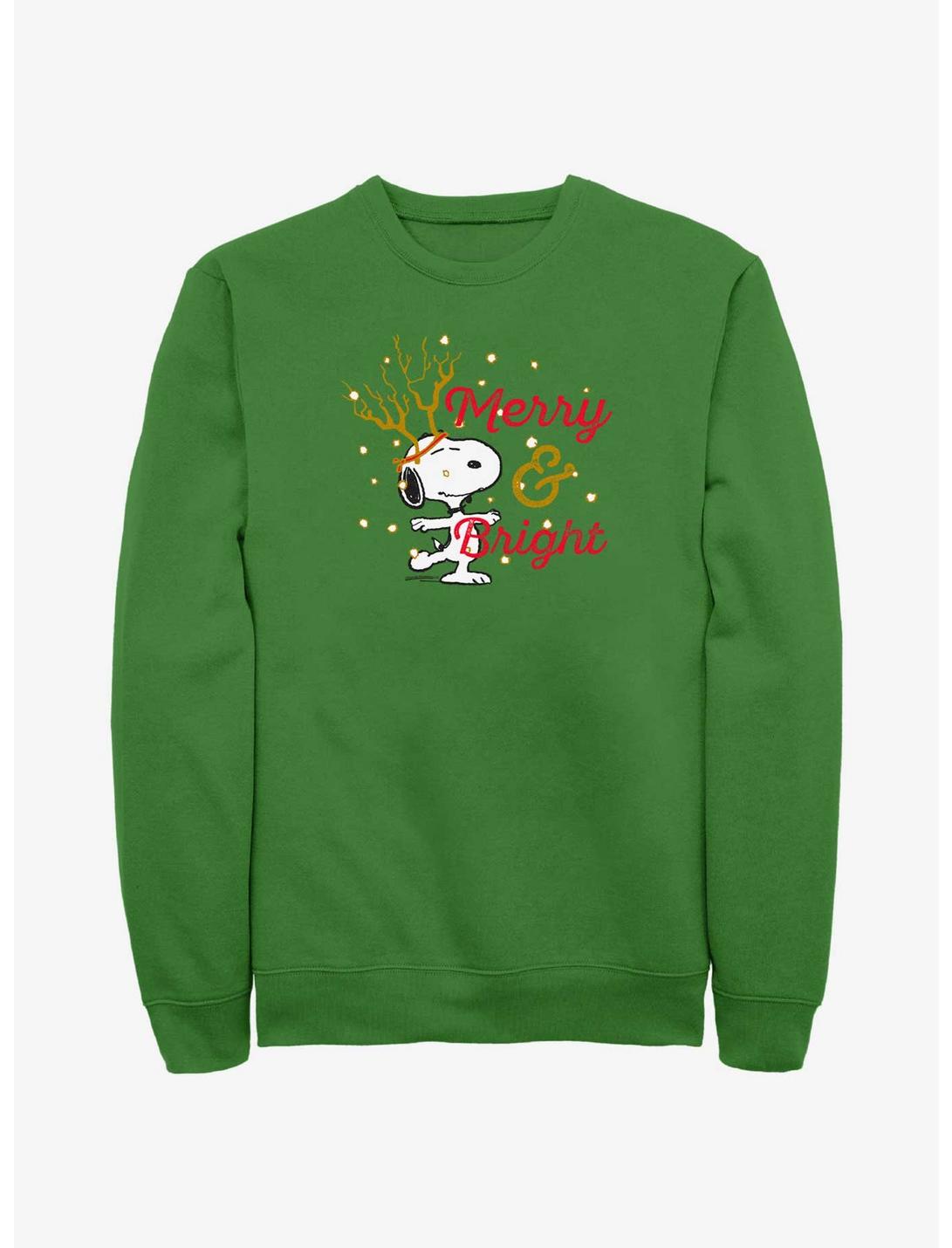 Peanuts Reindeer Snoopy Merry & Bright Sweatshirt, KELLY, hi-res