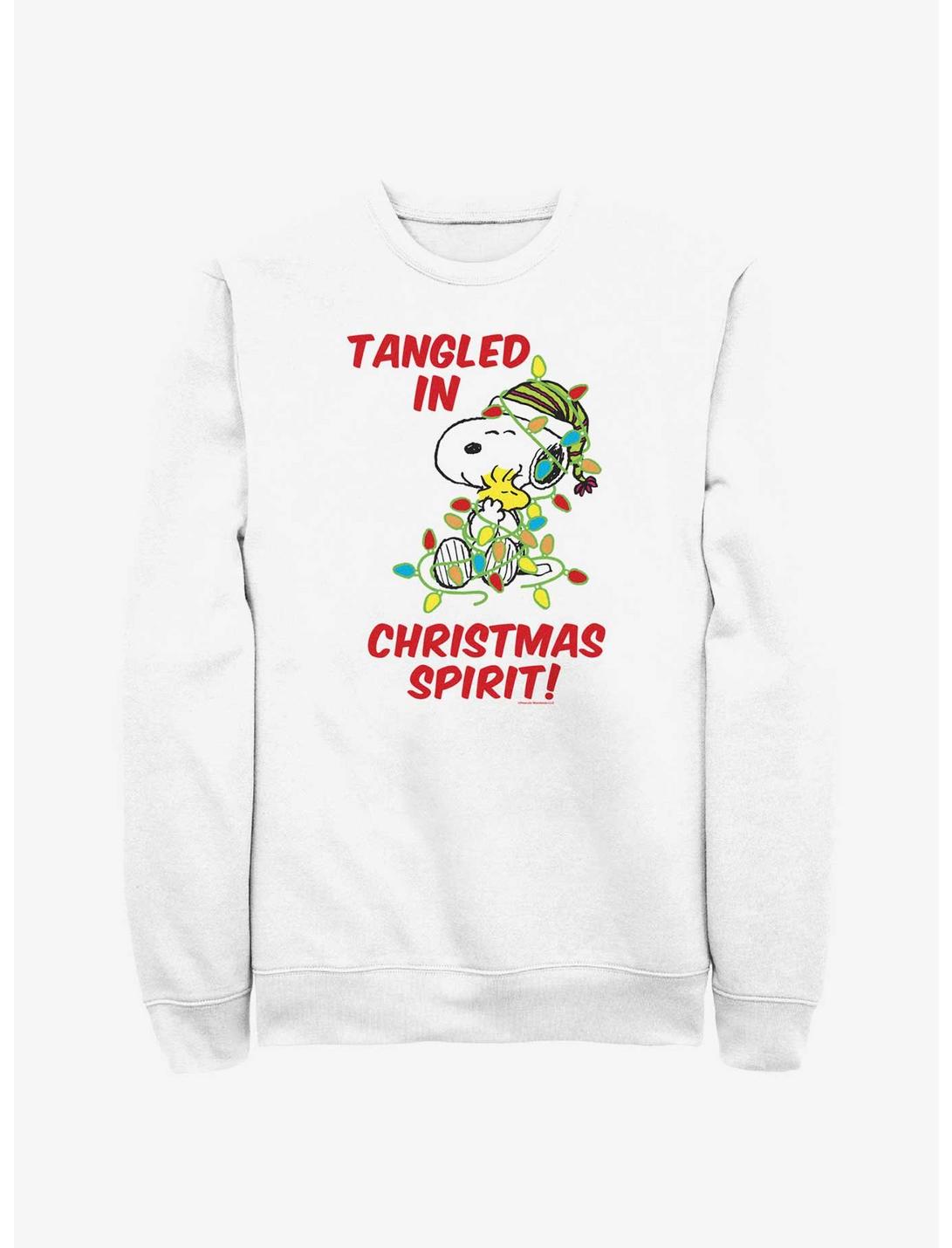 Peanuts Snoopy Tangled In Christmas Spirit Sweatshirt, WHITE, hi-res