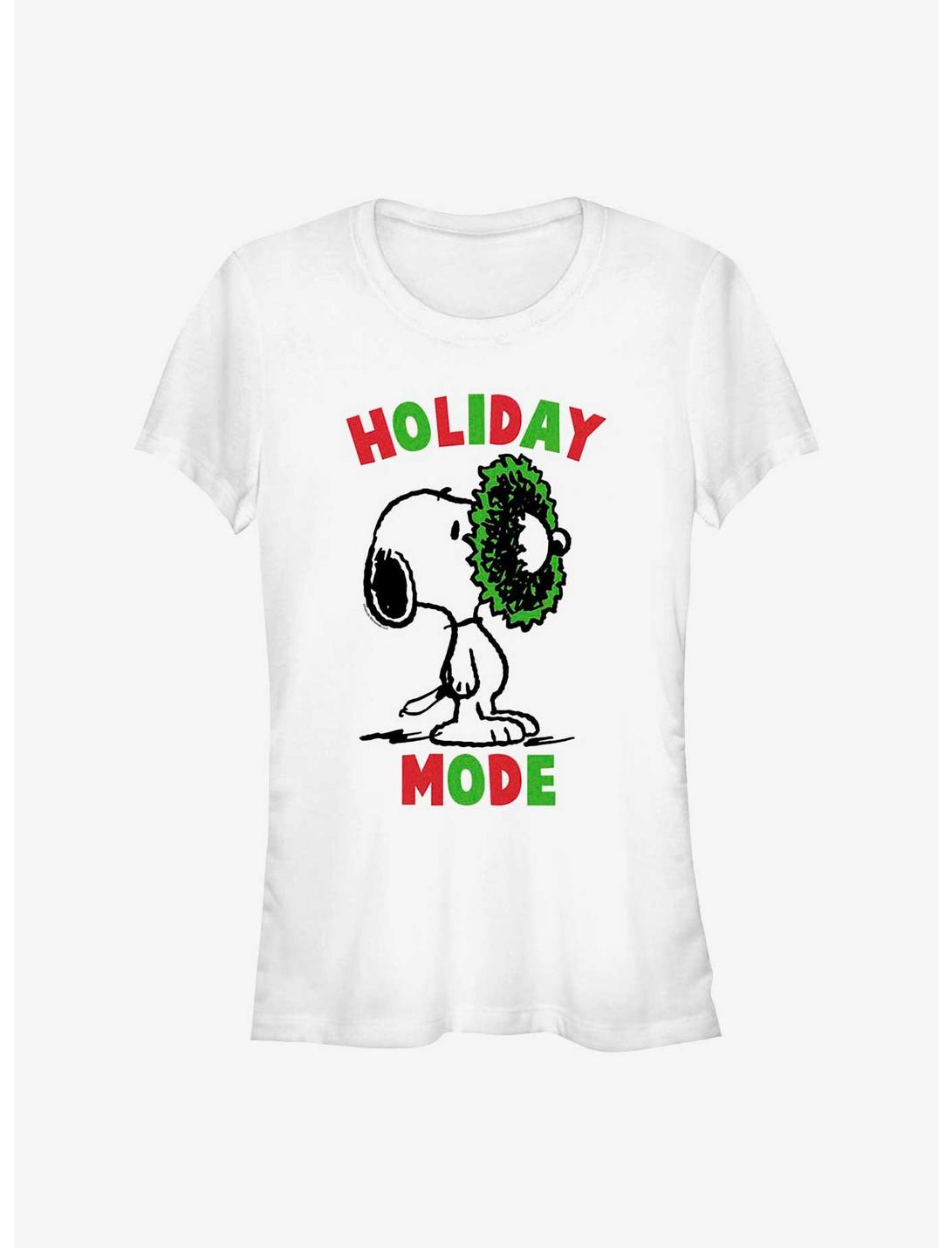 Peanuts Holiday Mode Snoopy Wreath Girls T-Shirt, WHITE, hi-res