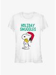 Peanuts Snoopy and Woodstock Holiday Snuggles Girls T-Shirt, WHITE, hi-res