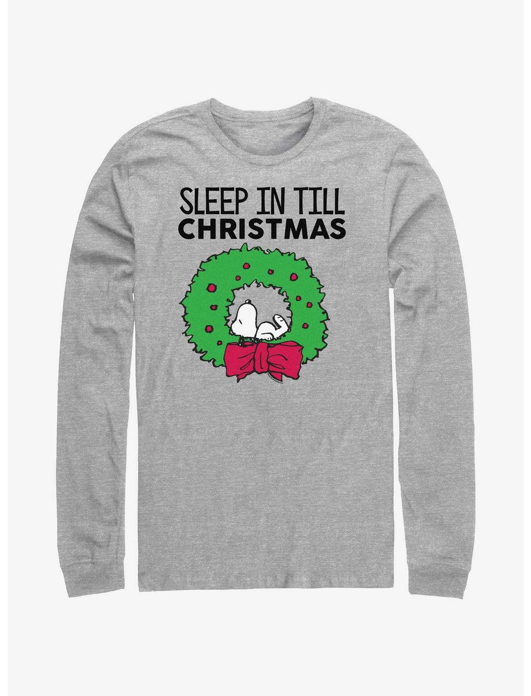 Peanuts Sleep In Till Christmas Long-Sleeve T-Shirt, ATH HTR, hi-res