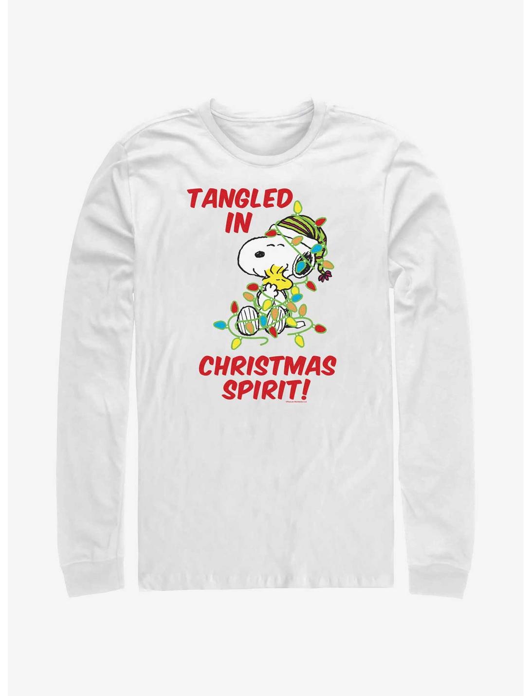 Peanuts Snoopy Tangled In Christmas Spirit Long-Sleeve T-Shirt, WHITE, hi-res