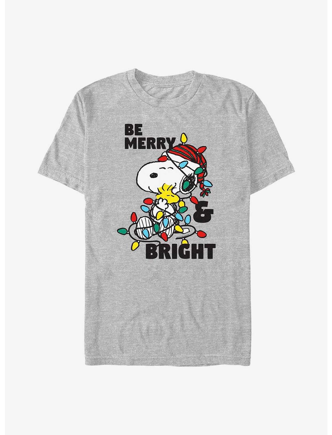 Peanuts Merry & Bright Christmas Lights T-Shirt, ATH HTR, hi-res