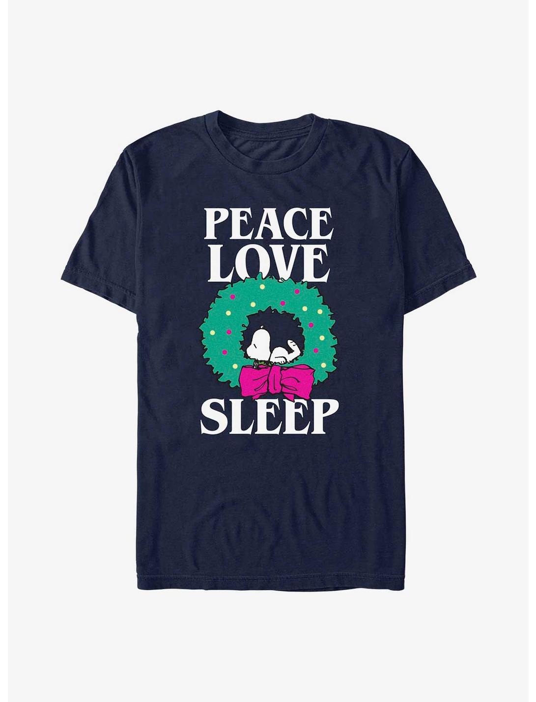 Peanuts Peace Love Sleep T-Shirt, NAVY, hi-res