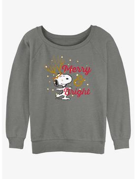 Peanuts Reindeer Snoopy Merry & Bright Girls Slouchy Sweatshirt, , hi-res