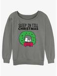 Peanuts Sleep In Till Christmas Girls Slouchy Sweatshirt, GRAY HTR, hi-res