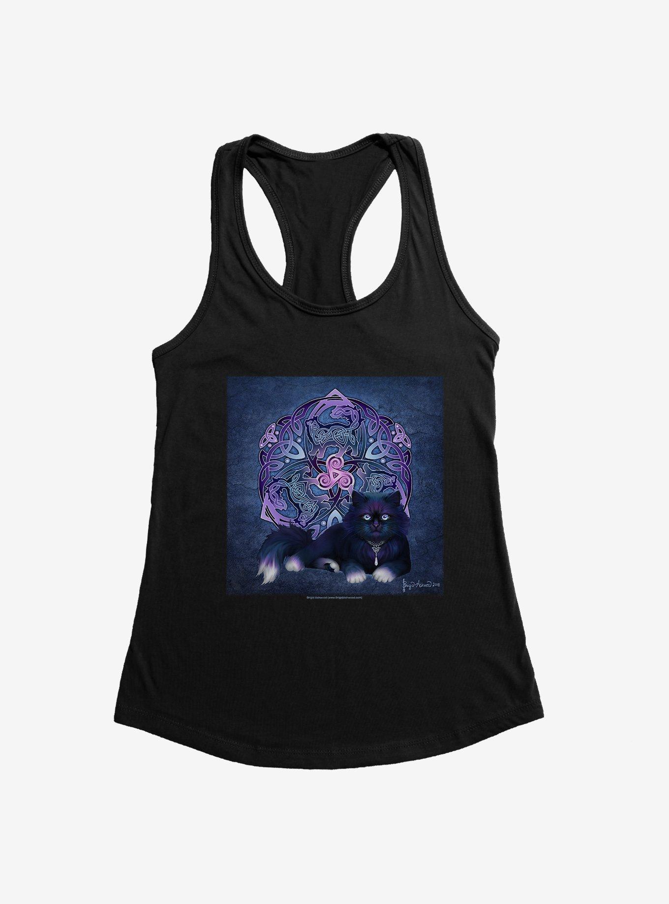 Celtic Black Fluffy Cat Girls Tank by Brigid Ashwood, , hi-res