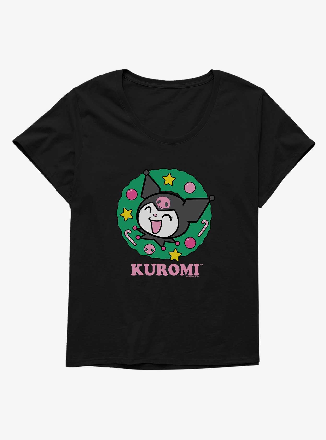 Kuromi Christmas Wreath Womens T-Shirt Plus Size, , hi-res