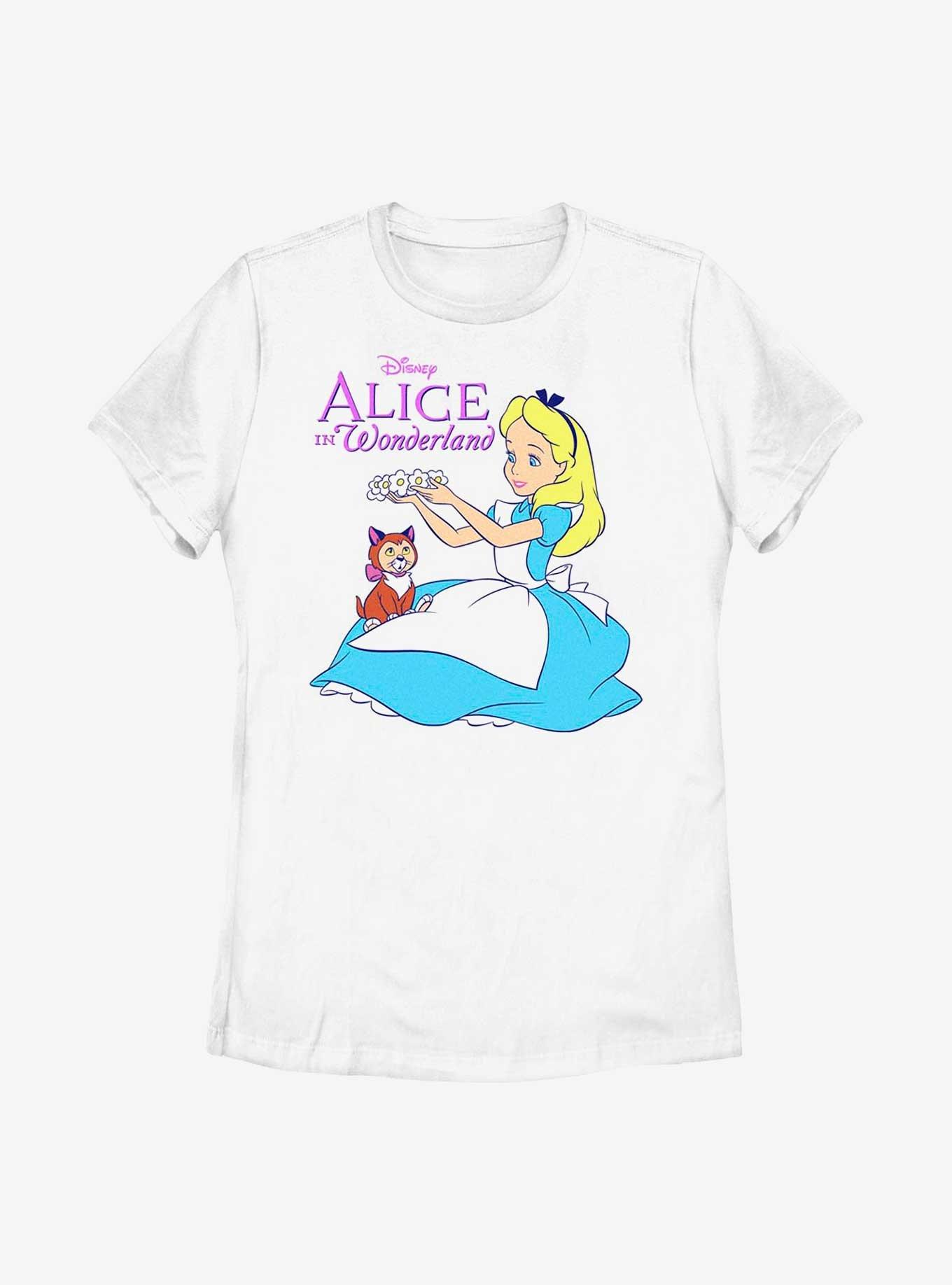 Disney Alice In Wonderland Dinah Flower Crown Womens T-Shirt, WHITE, hi-res