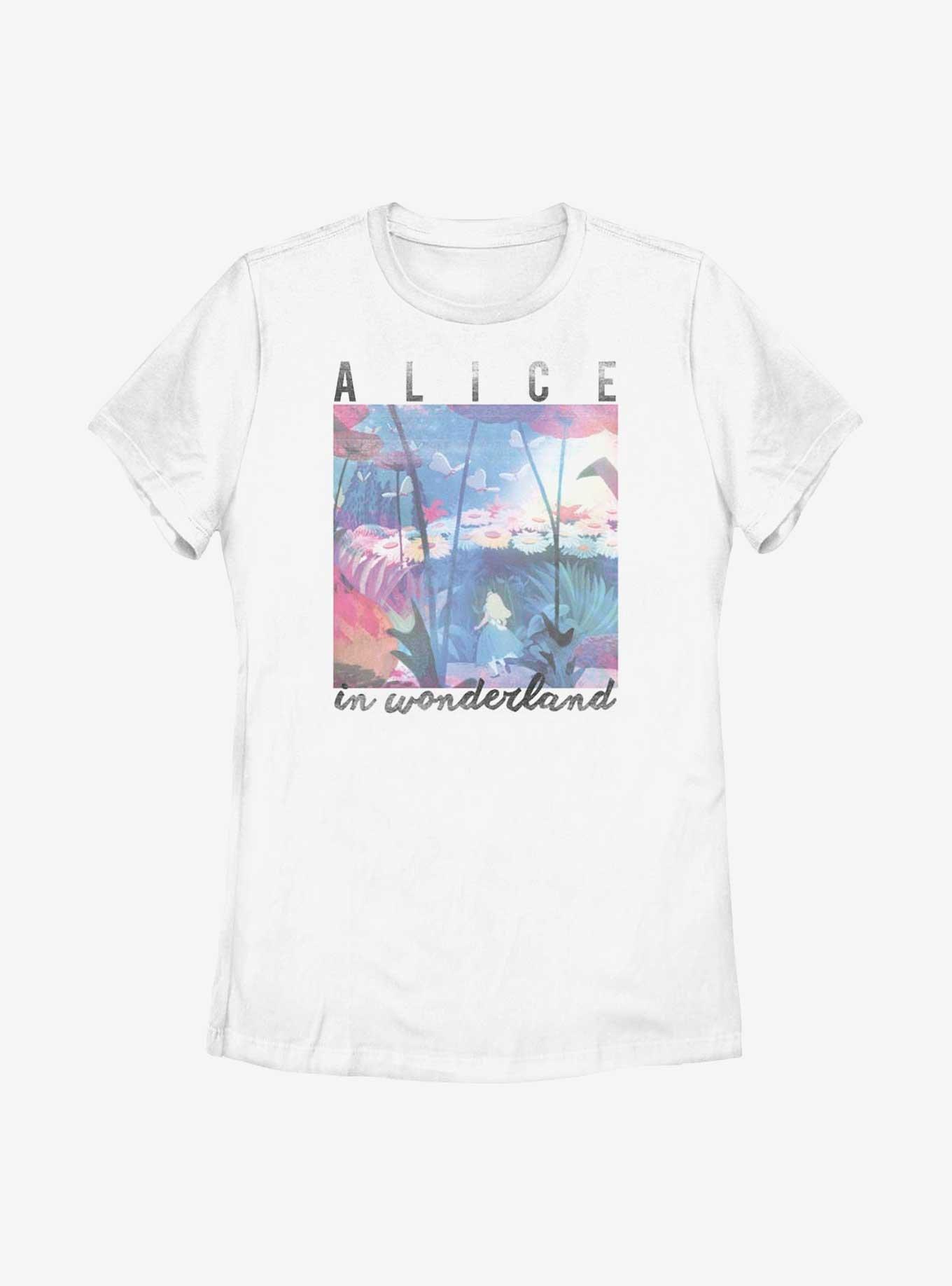 Disney Alice In Wonderland Garden Scene Womens T-Shirt, WHITE, hi-res