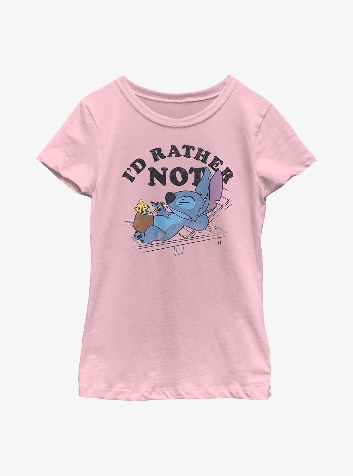 Disney Lilo & Stitch I'd Rather Not Youth Girls T-Shirt, PINK, hi-res