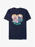 Disney Lilo & Stitch Angel and Stitch Groovy Heart T-Shirt, NAVY, hi-res