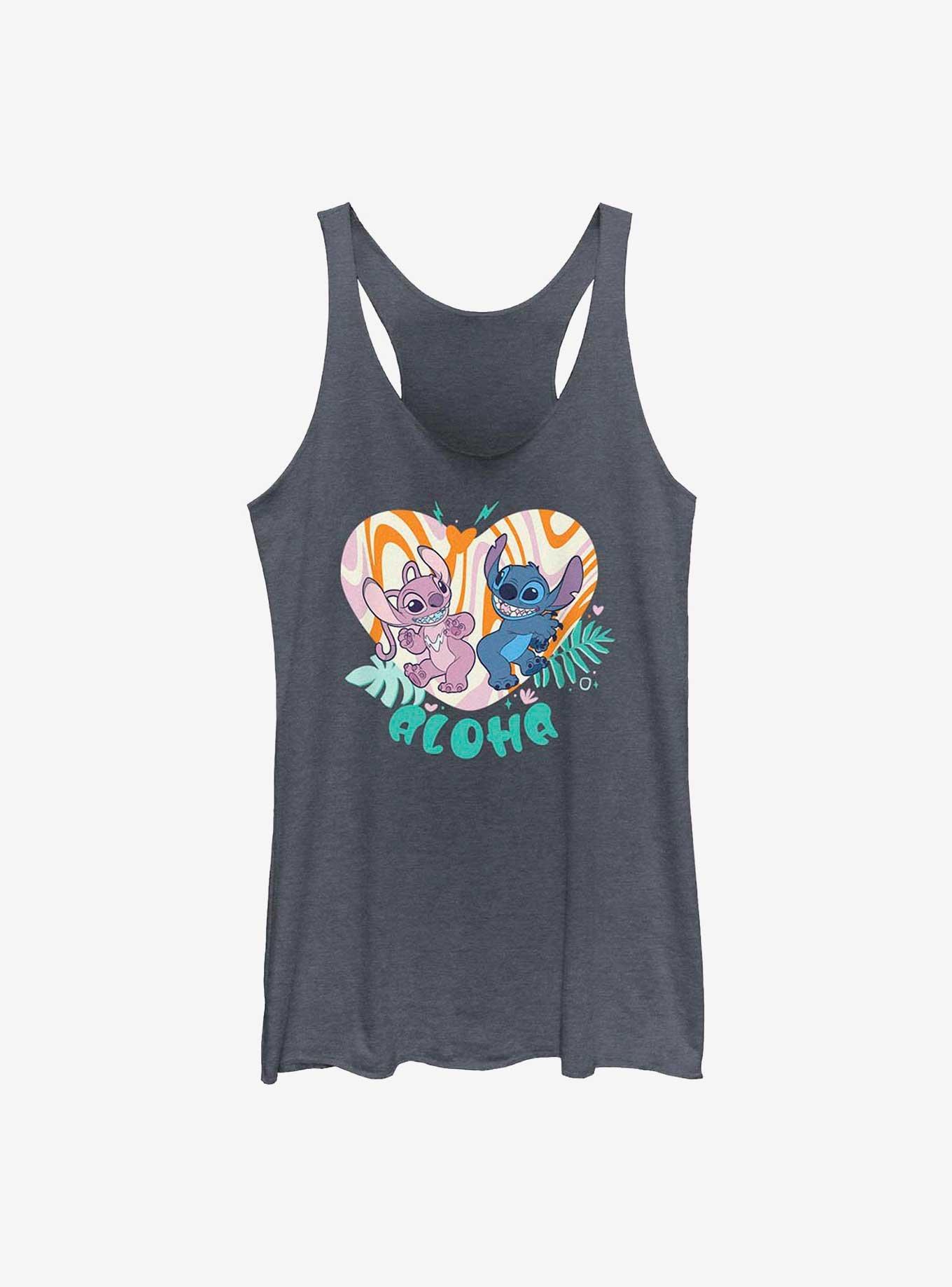 Disney Lilo & Stitch Angel and Stitch Groovy Heart Womens Tank Top, , hi-res