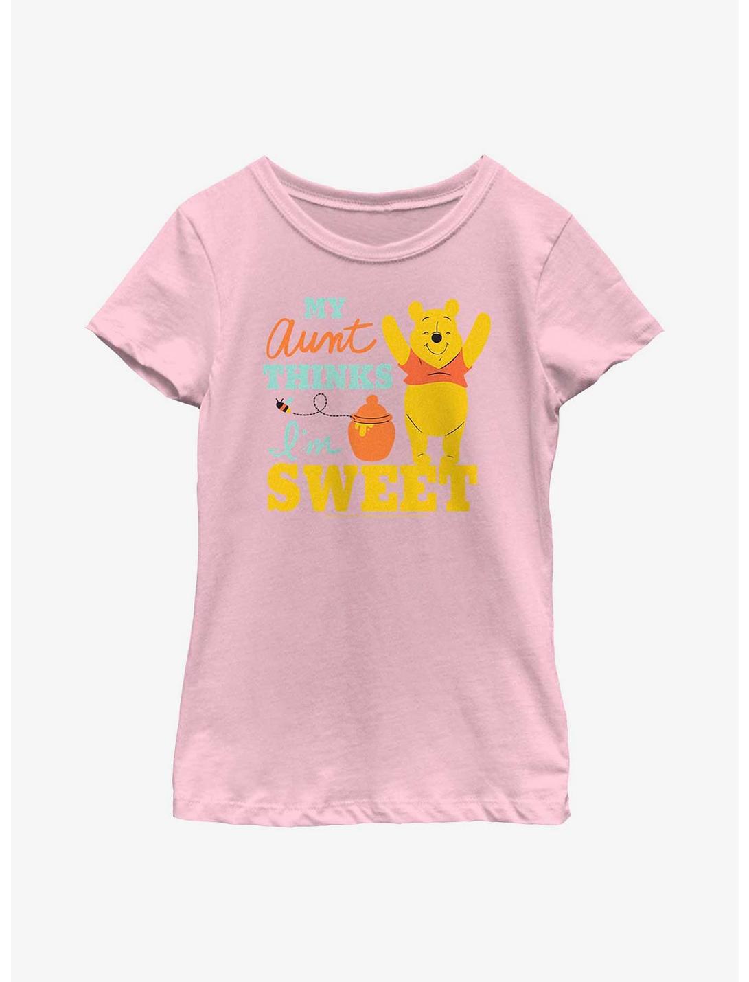 Disney Winnie The Pooh My Aunt Thinks I'm Sweet Youth Girls T-Shirt, PINK, hi-res