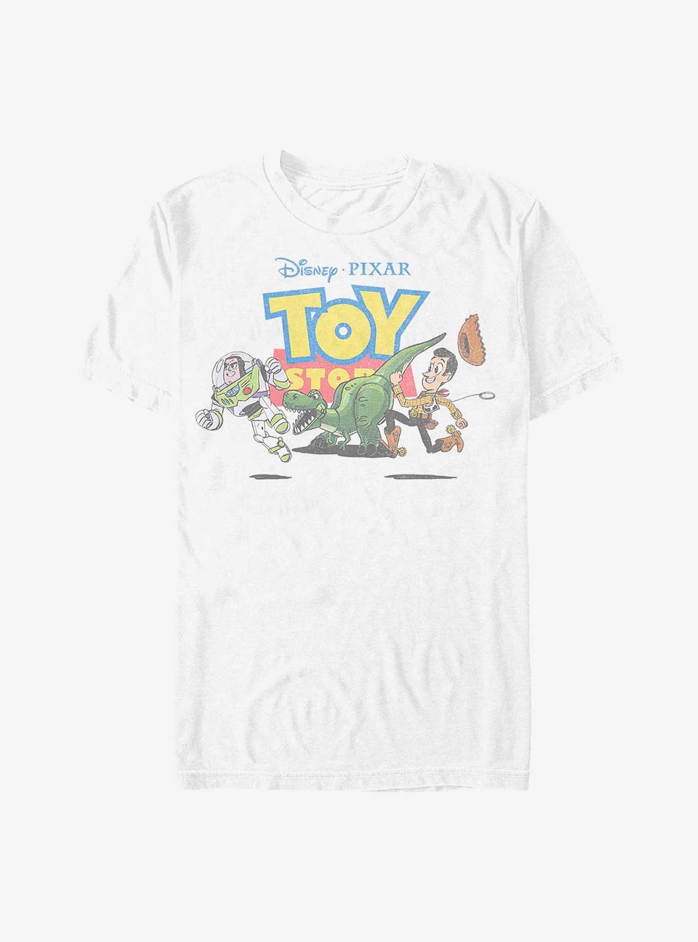 Disney Pixar Toy Story Vintage Buzz, Rex, and Woody Run T-Shirt, WHITE, hi-res