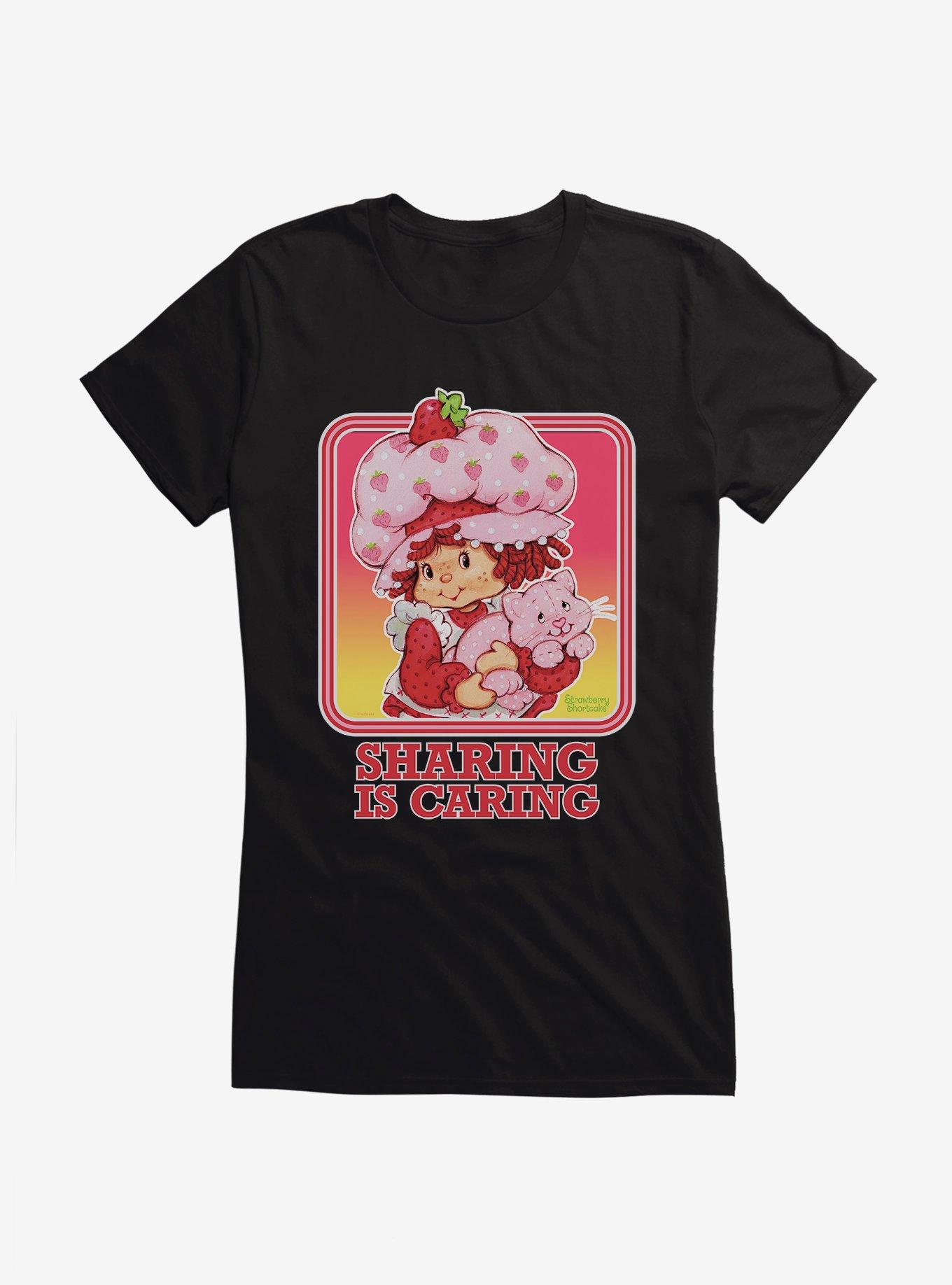 Strawberry Shortcake Vintage Sharing Is Caring Girls T-Shirt, BLACK, hi-res