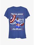 Marvel Captain America Sam Wilson Ugly Christmas Girls T-Shirt, ROYAL, hi-res