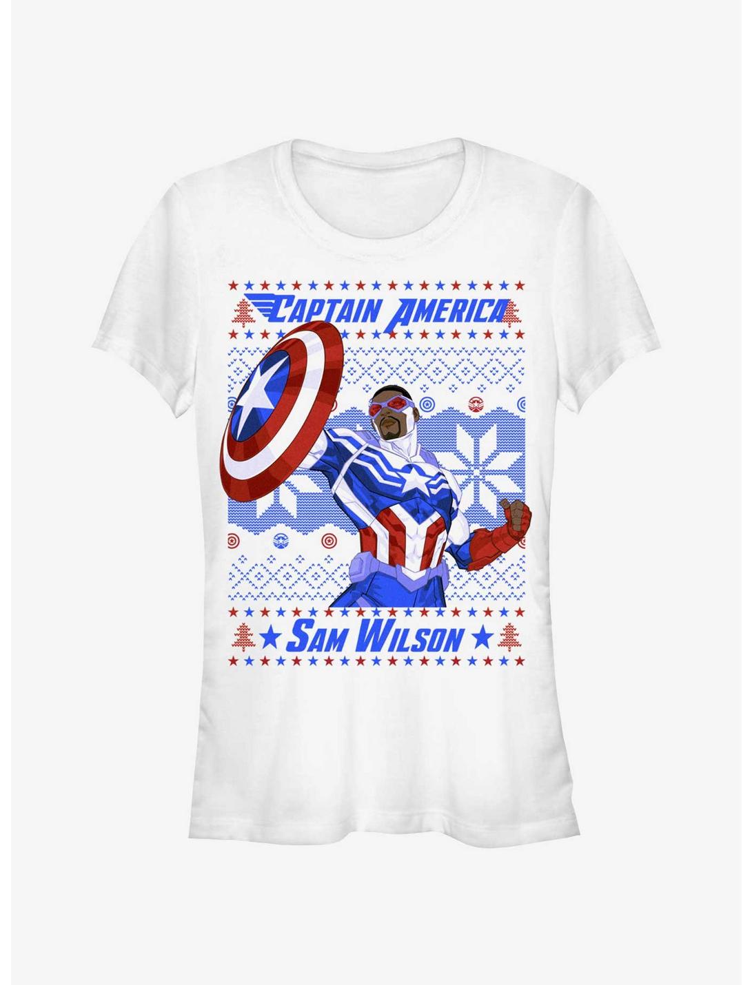 Marvel Captain America Sam Wilson Ugly Christmas Girls T-Shirt, WHITE, hi-res