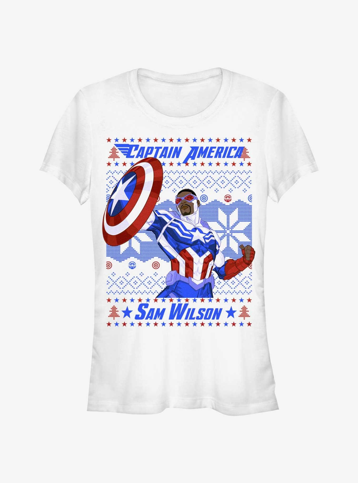 Marvel Captain America Sam Wilson Ugly Christmas Girls T-Shirt, , hi-res