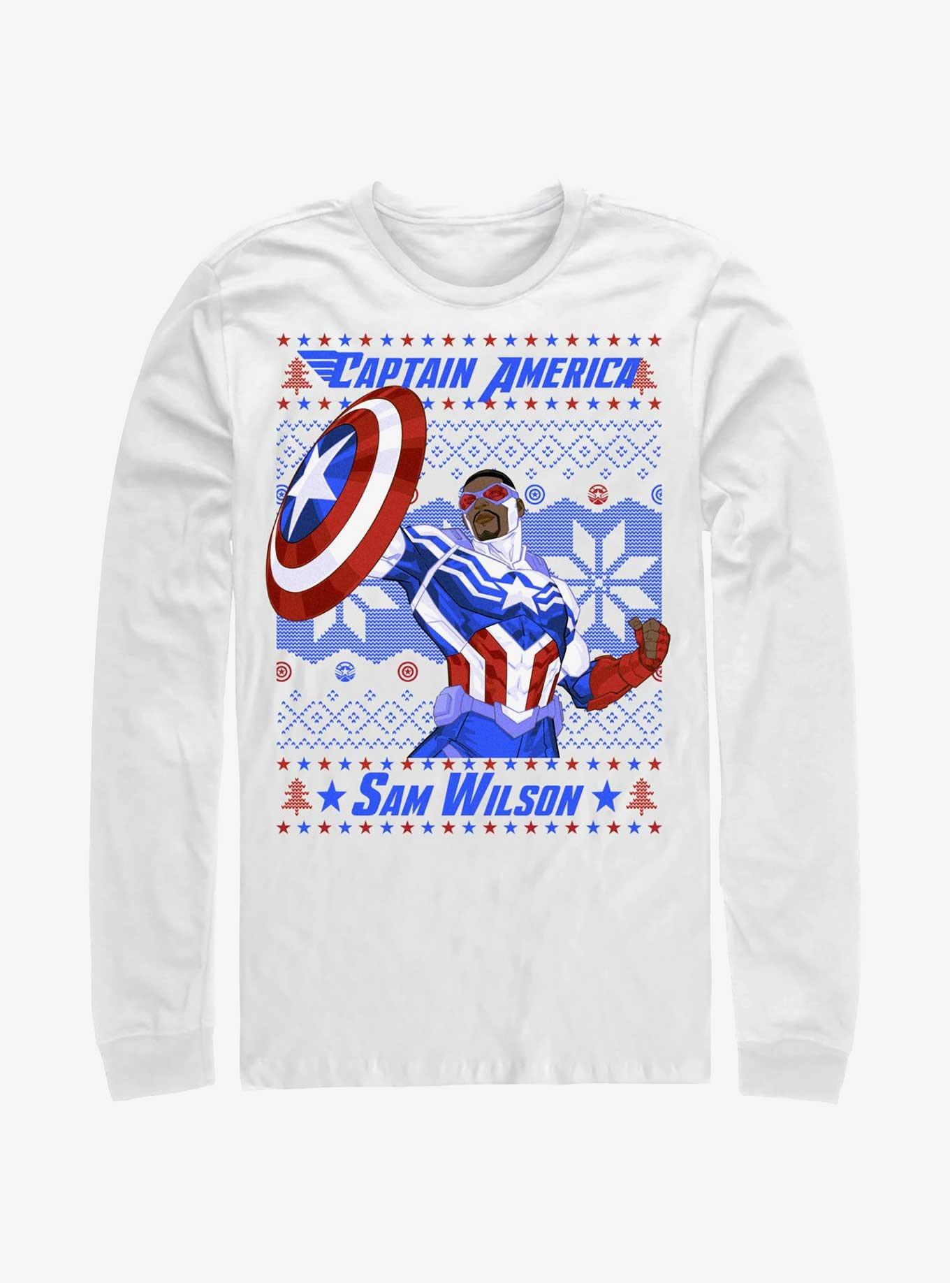 Marvel Captain America Sam Wilson Ugly Christmas Long-Sleeve T-Shirt, , hi-res