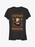 Marvel Captain Marvel Ugly Christmas Girls T-Shirt, BLACK, hi-res
