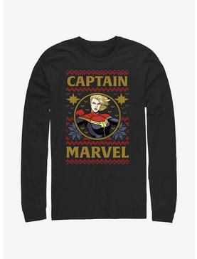 Plus Size Marvel Captain Marvel Ugly Christmas Long-Sleeve T-Shirt, , hi-res