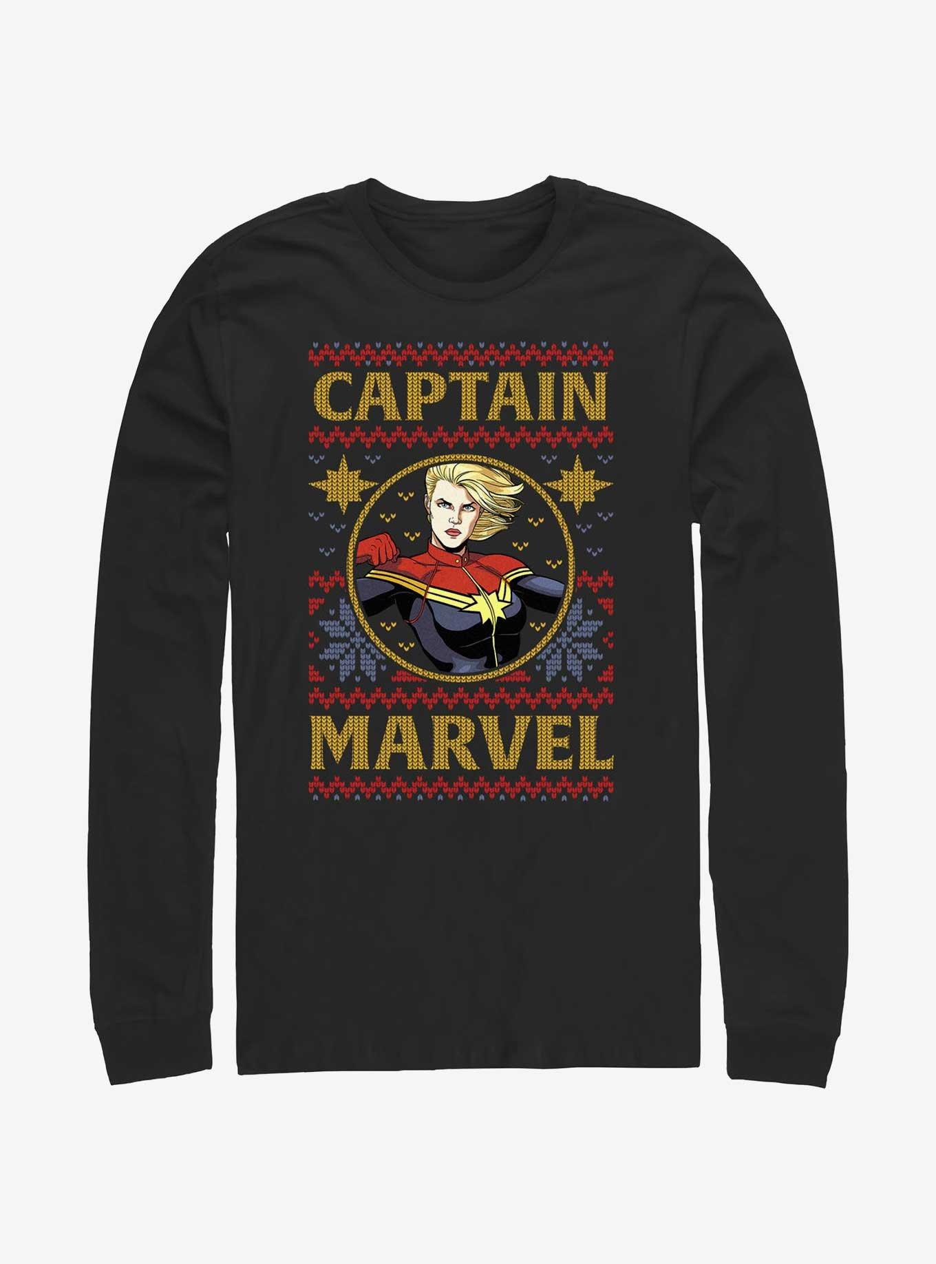 Marvel Captain Marvel Ugly Christmas Long-Sleeve T-Shirt, , hi-res