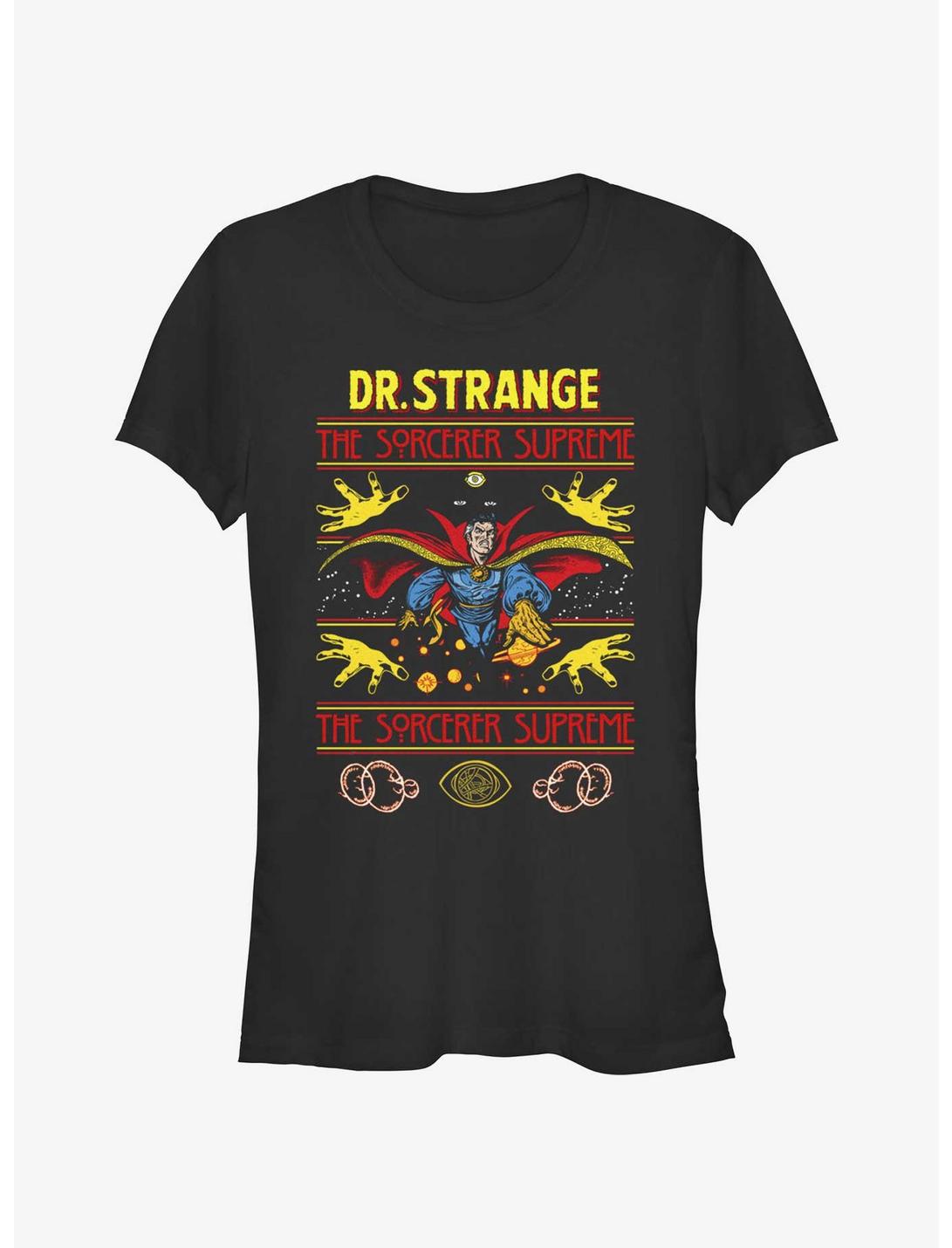 Marvel Doctor Strange Sorcerer Supreme Ugly Christmas Girls T-Shirt, BLACK, hi-res