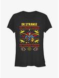Marvel Doctor Strange Sorcerer Supreme Ugly Christmas Girls T-Shirt, BLACK, hi-res