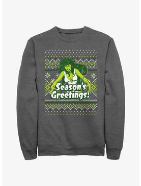 Marvel Hulk She-Hulk Season's Greetings Ugly Christmas Sweatshirt, , hi-res