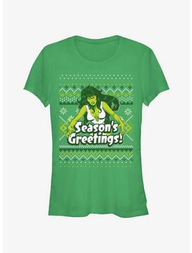 Marvel Hulk She-Hulk Season's Greetings Ugly Christmas Girls T-Shirt, , hi-res