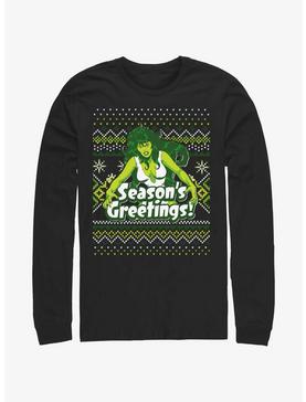 Marvel Hulk She-Hulk Season's Greetings Ugly Christmas Long-Sleeve T-Shirt, , hi-res