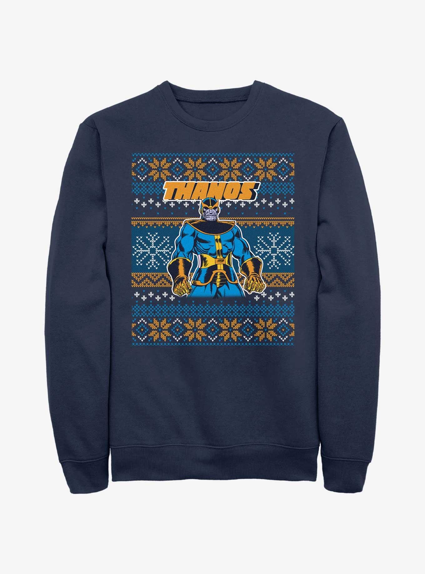 Marvel Thanos Ugly Christmas Sweatshirt, NAVY, hi-res